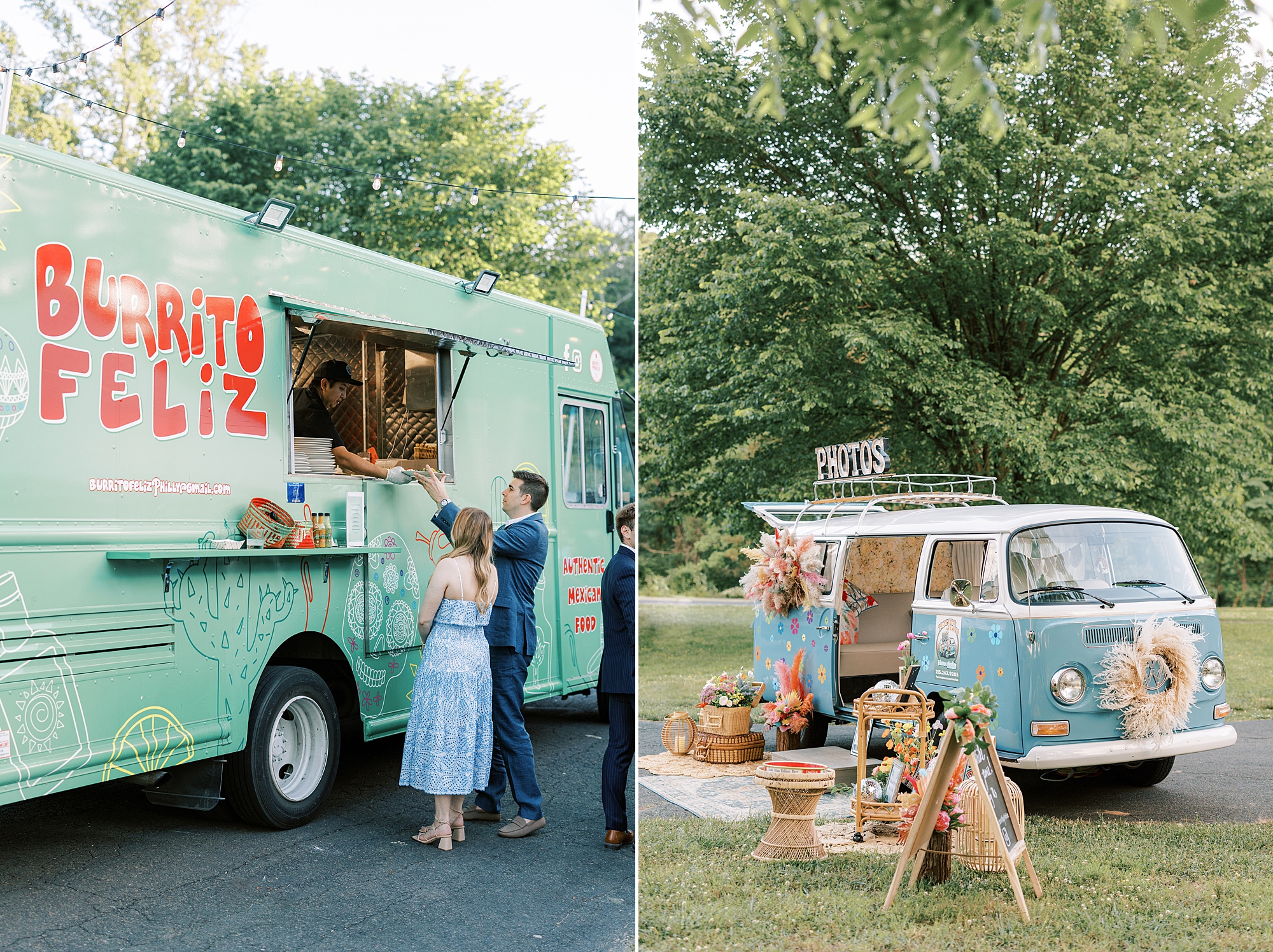 food truck and VW photo booth for reception at Bowman's Hill Wildflower Preserve