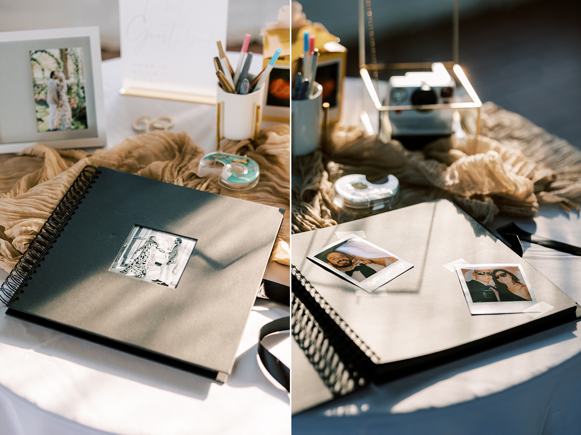guest book with polaroid camera for Wrightsville PA summer wedding reception