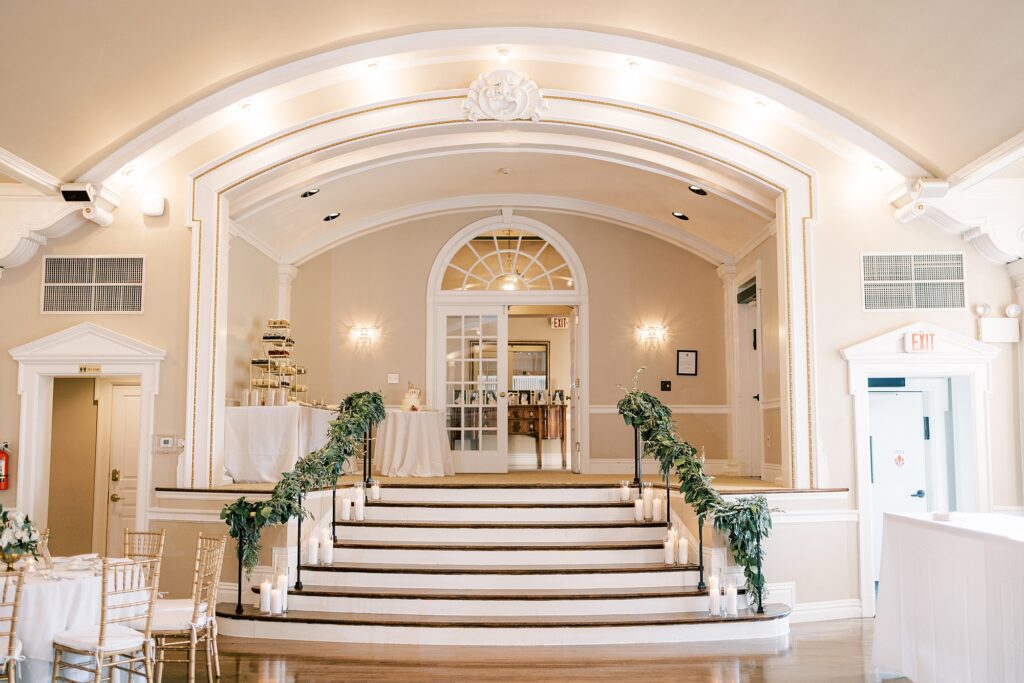 greenery on staircase inside the Philadelphia Cricket Club
