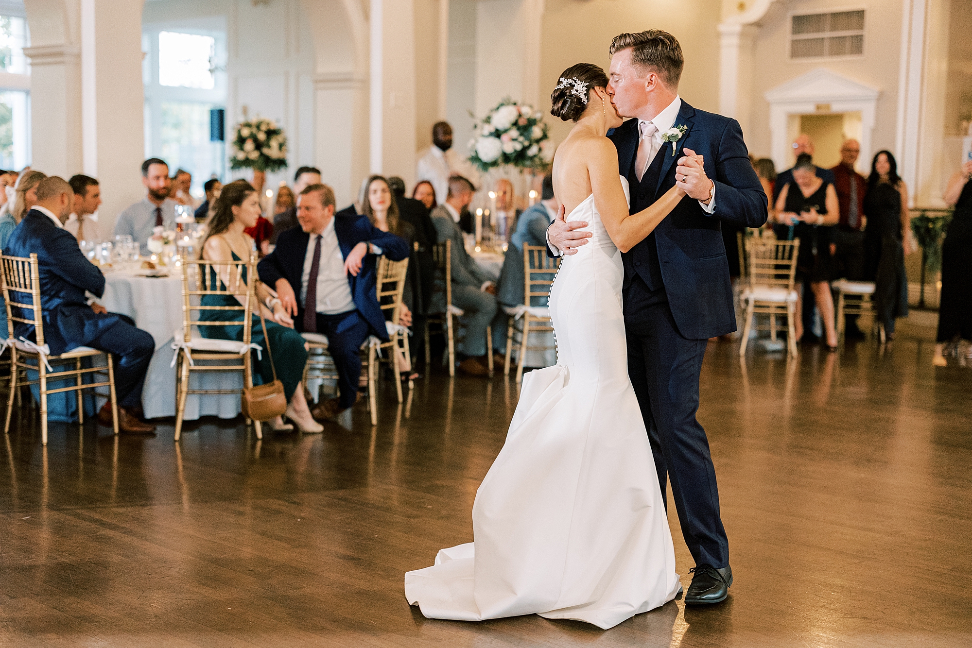 bride and groom dance during Philly PA wedding reception 
