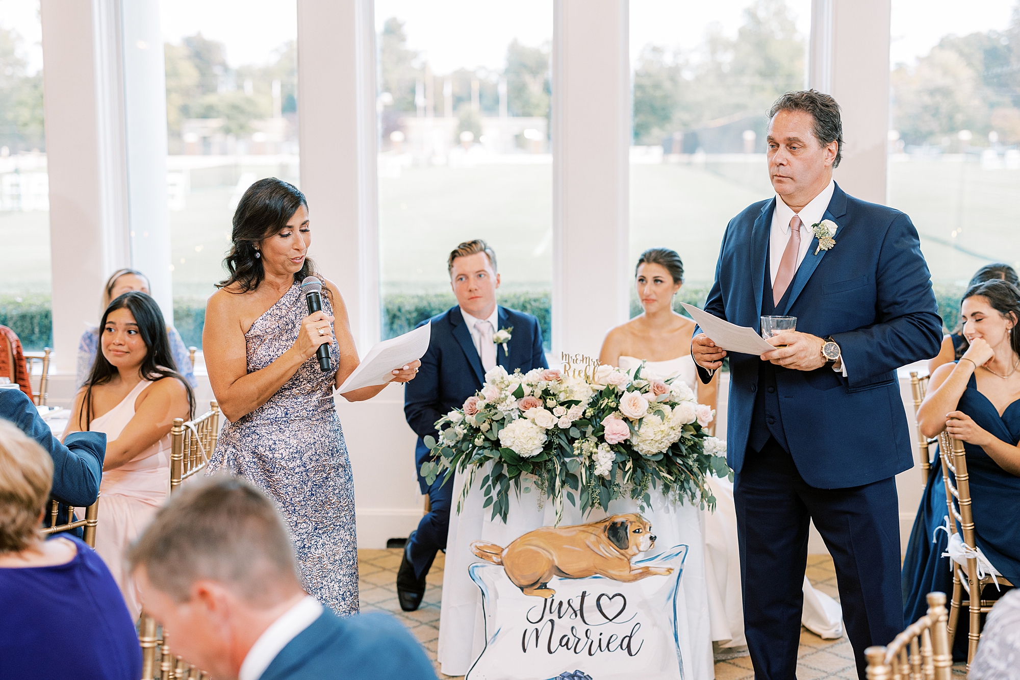 parents give speech during Philadelphia PA wedding reception 