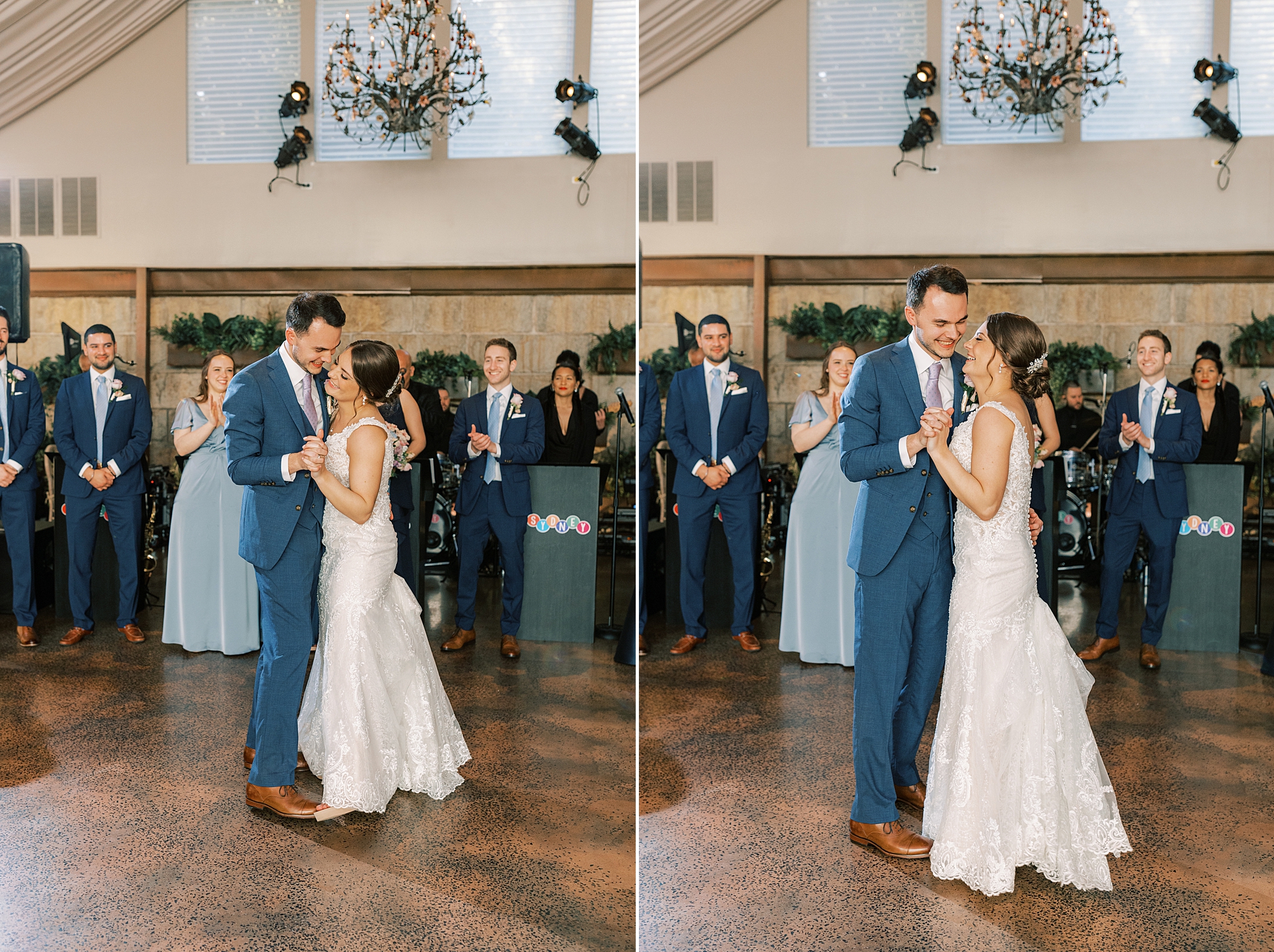 bride and groom dance together during Perkasie PA wedding reception 