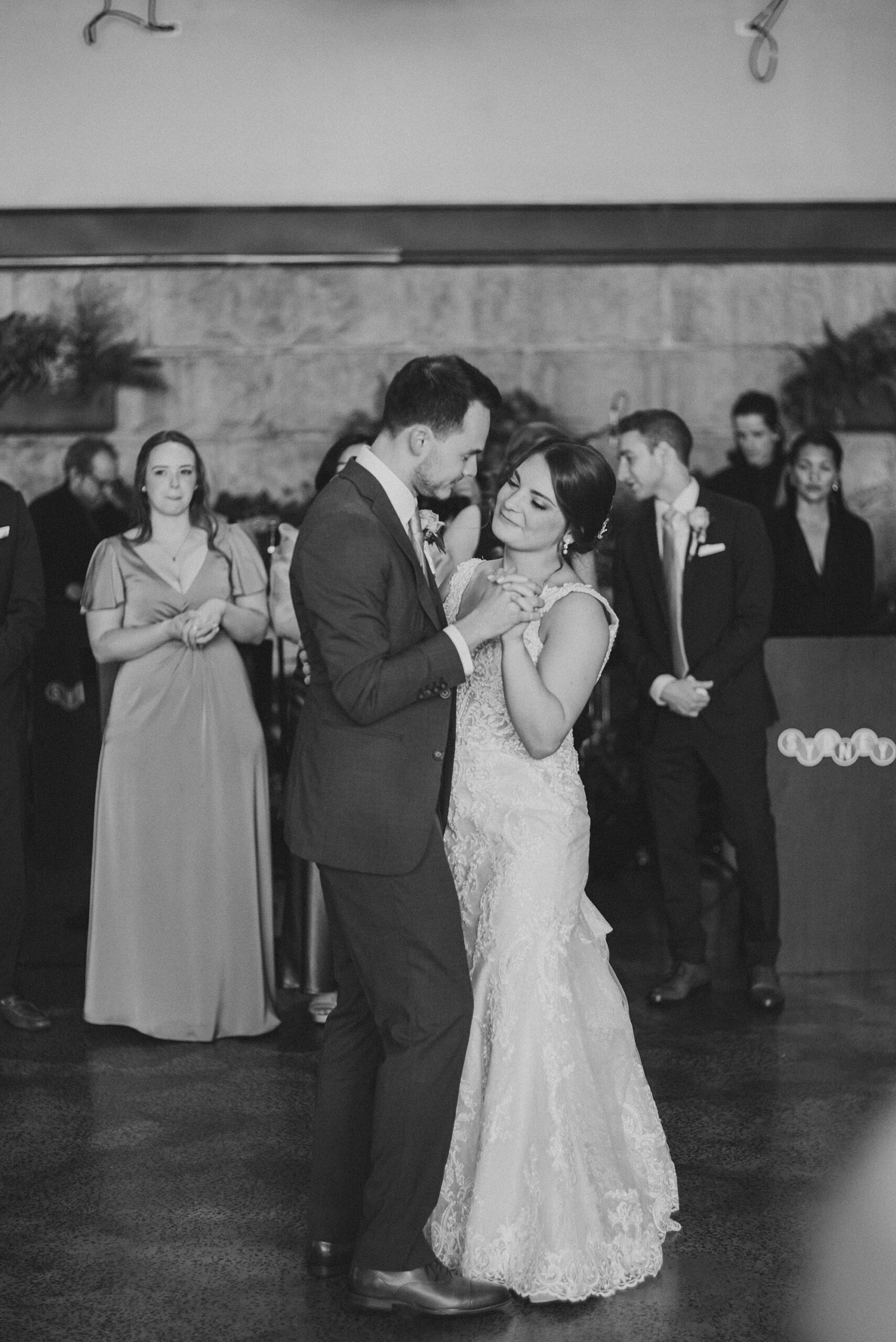 newlyweds dance together during Perkasie PA wedding reception 