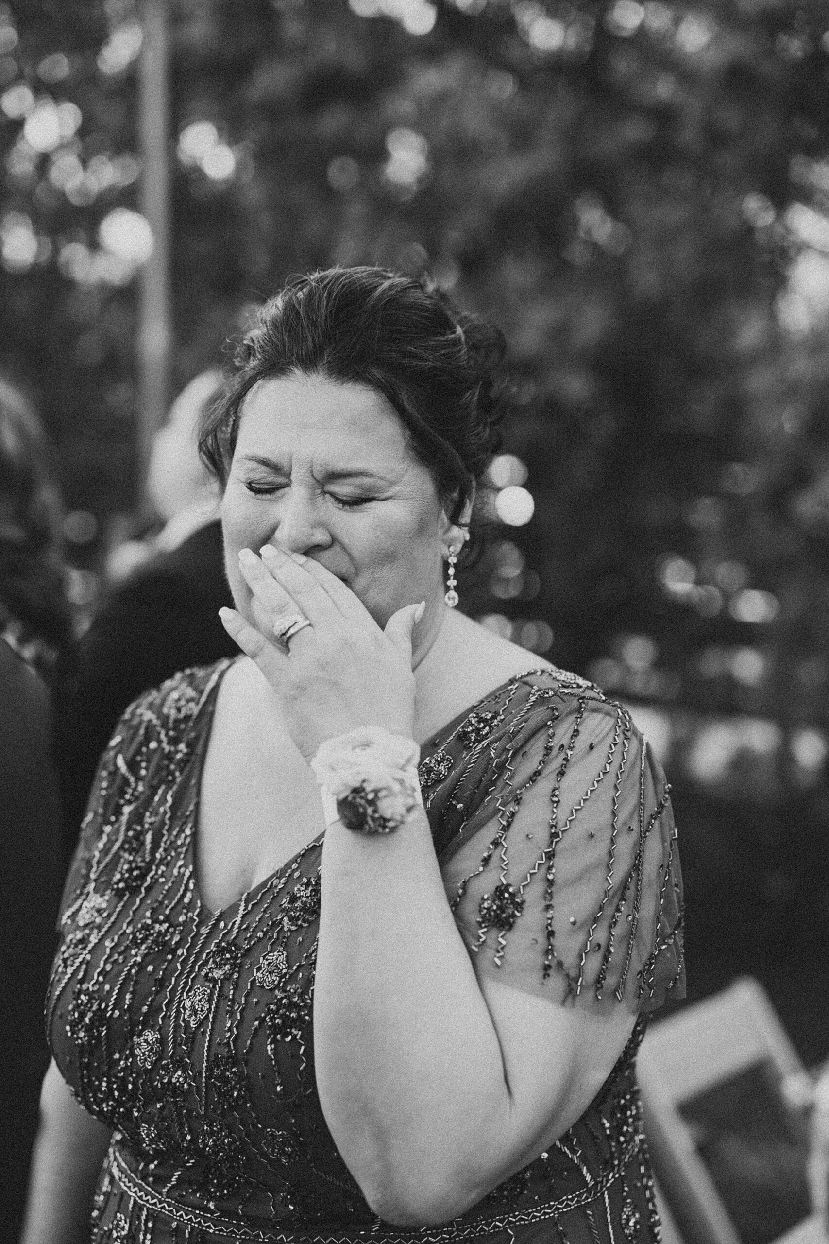 woman cries during ceremony in Glen Mills PA