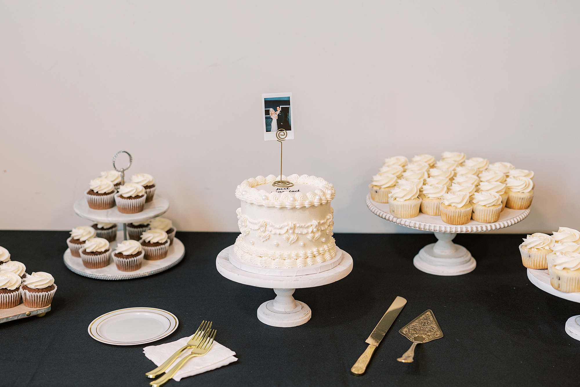 dessert display for fall wedding reception at Osbornia Farm