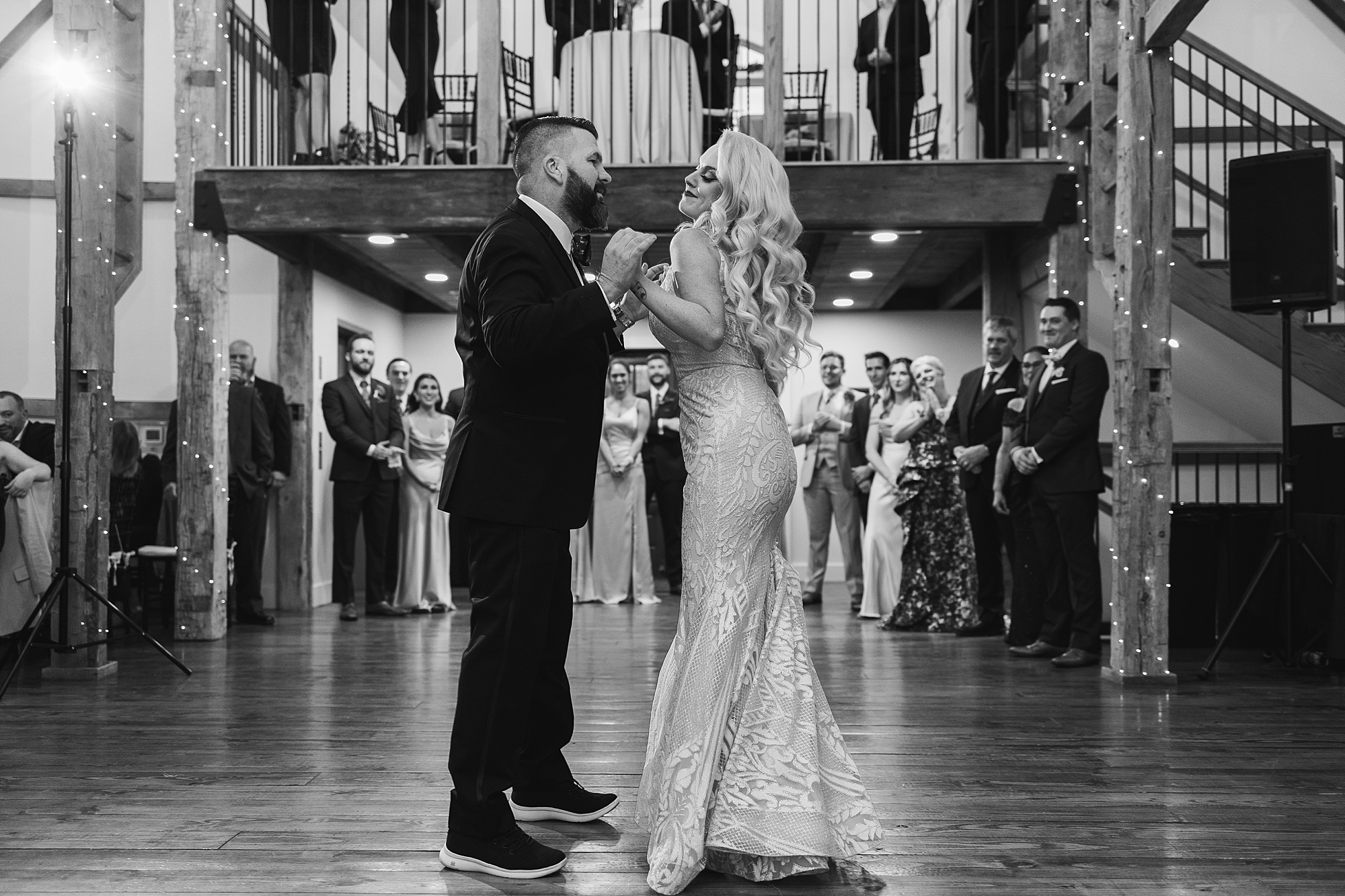 bride and brother dance during reception at Osbornia Farm