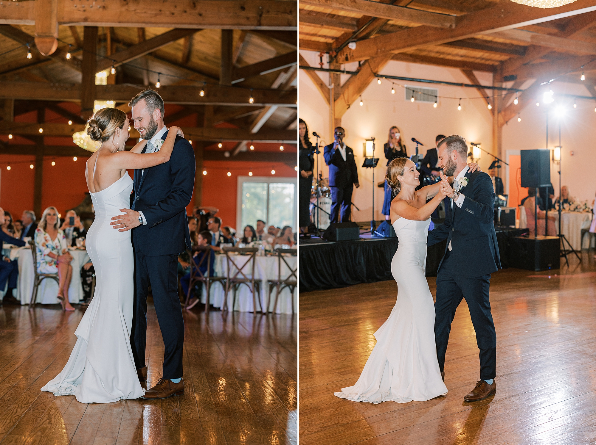newlyweds have first dance during Willow Creek Winery wedding reception