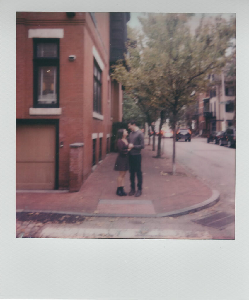 Instant Polaroid keepsake from Amy and Chas's Rittenhouse Square engagement session